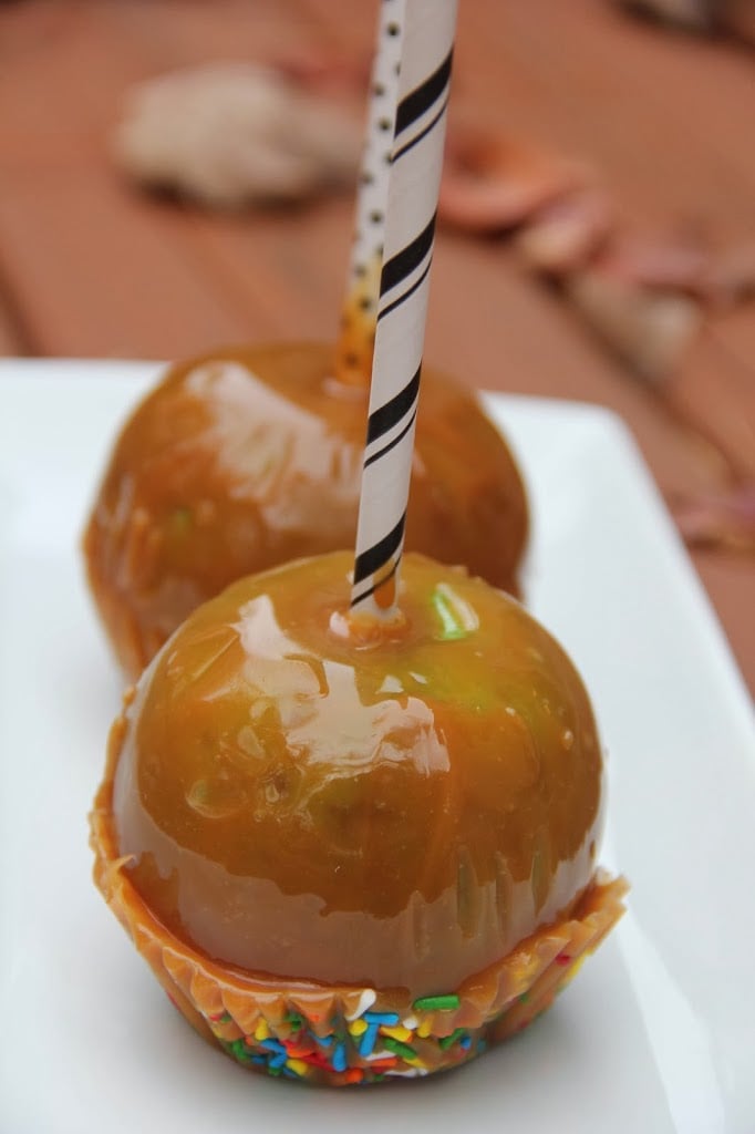 Caramel apples with sprinkles