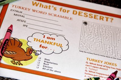 Printable Thanksgiving Placemat for the Kiddos