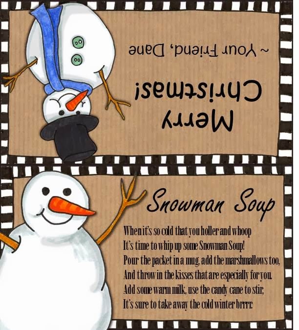 Printable Christmas Treat Bag Topper Snowman Soup Labels Gift 