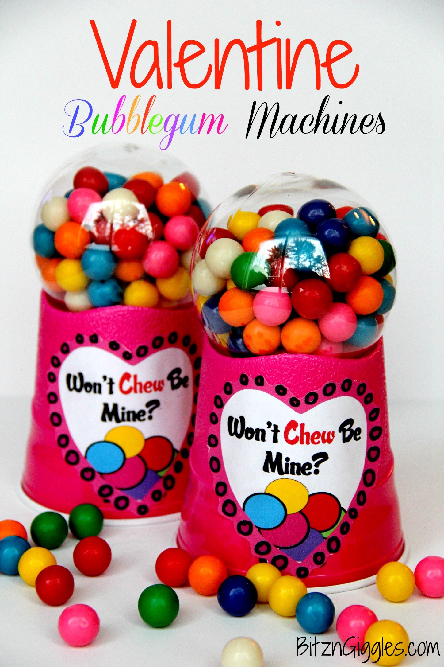 Valentine Bubblegum Machines -  These  DIY bubblegum machines are sure to make your Valentine smile!! They're so easy to make!