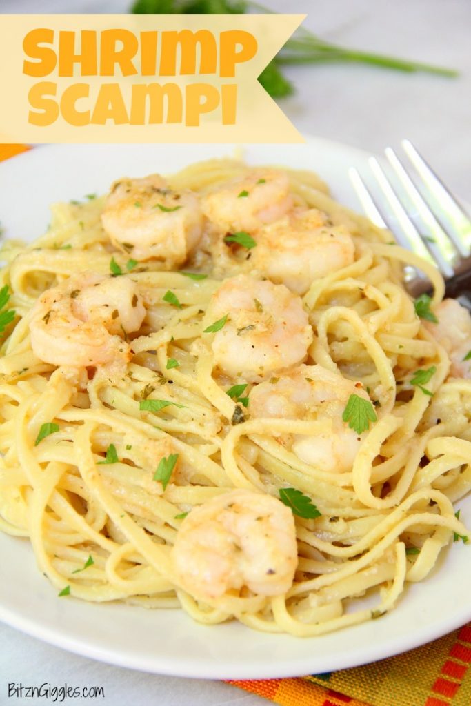 Shrimp Scampi - Flavorful shrimp covered with breadcrumbs, broiled and then tossed with buttery linguine!