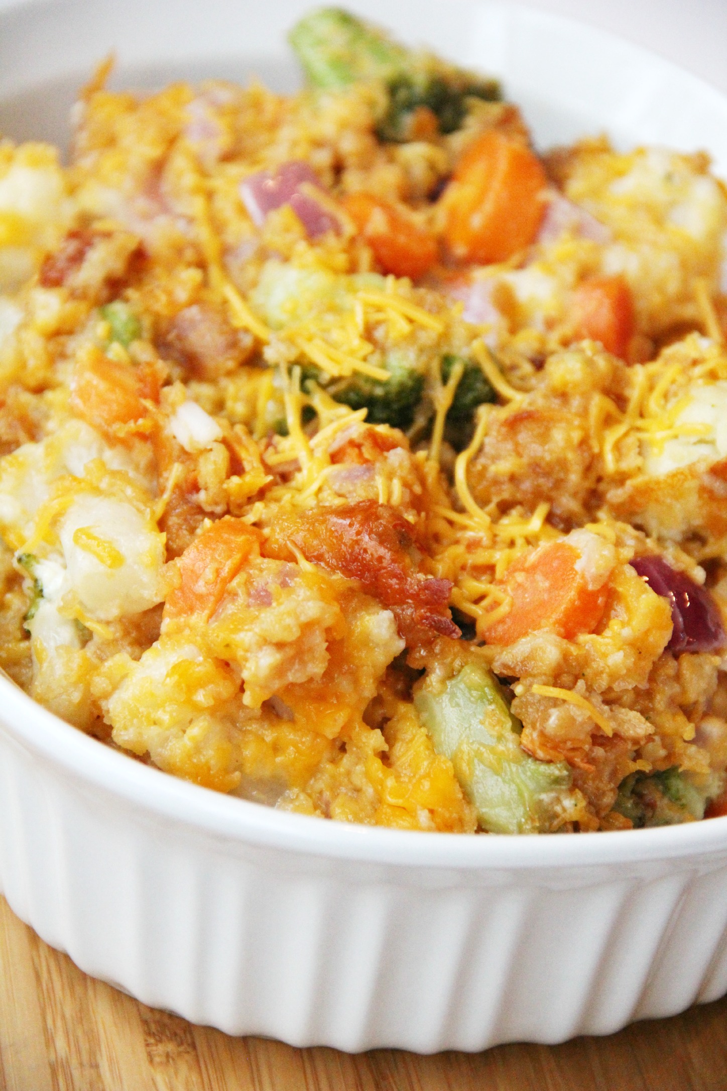 mixed vegetable casserole with ritz cracker topping