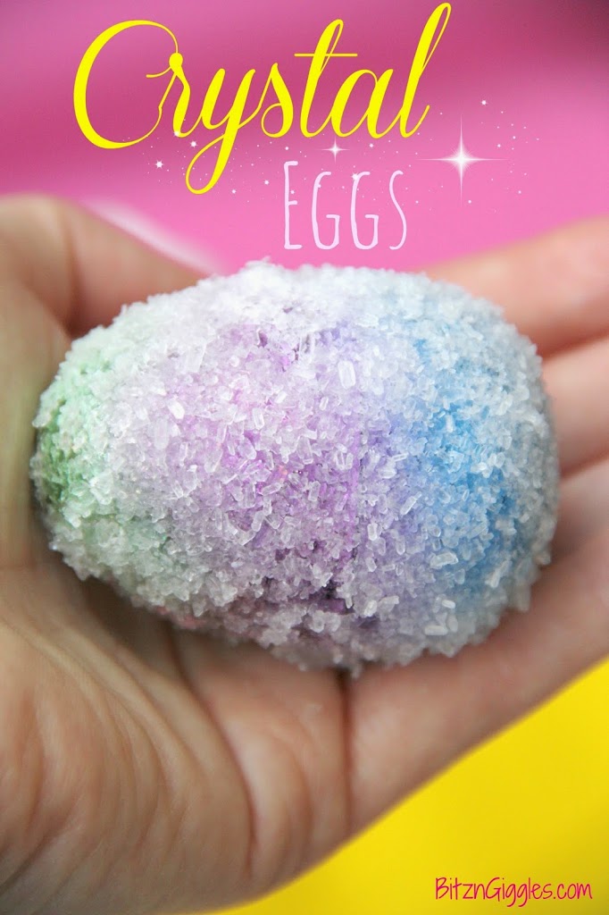 Crystal Eggs made from plastic eggs and borax
