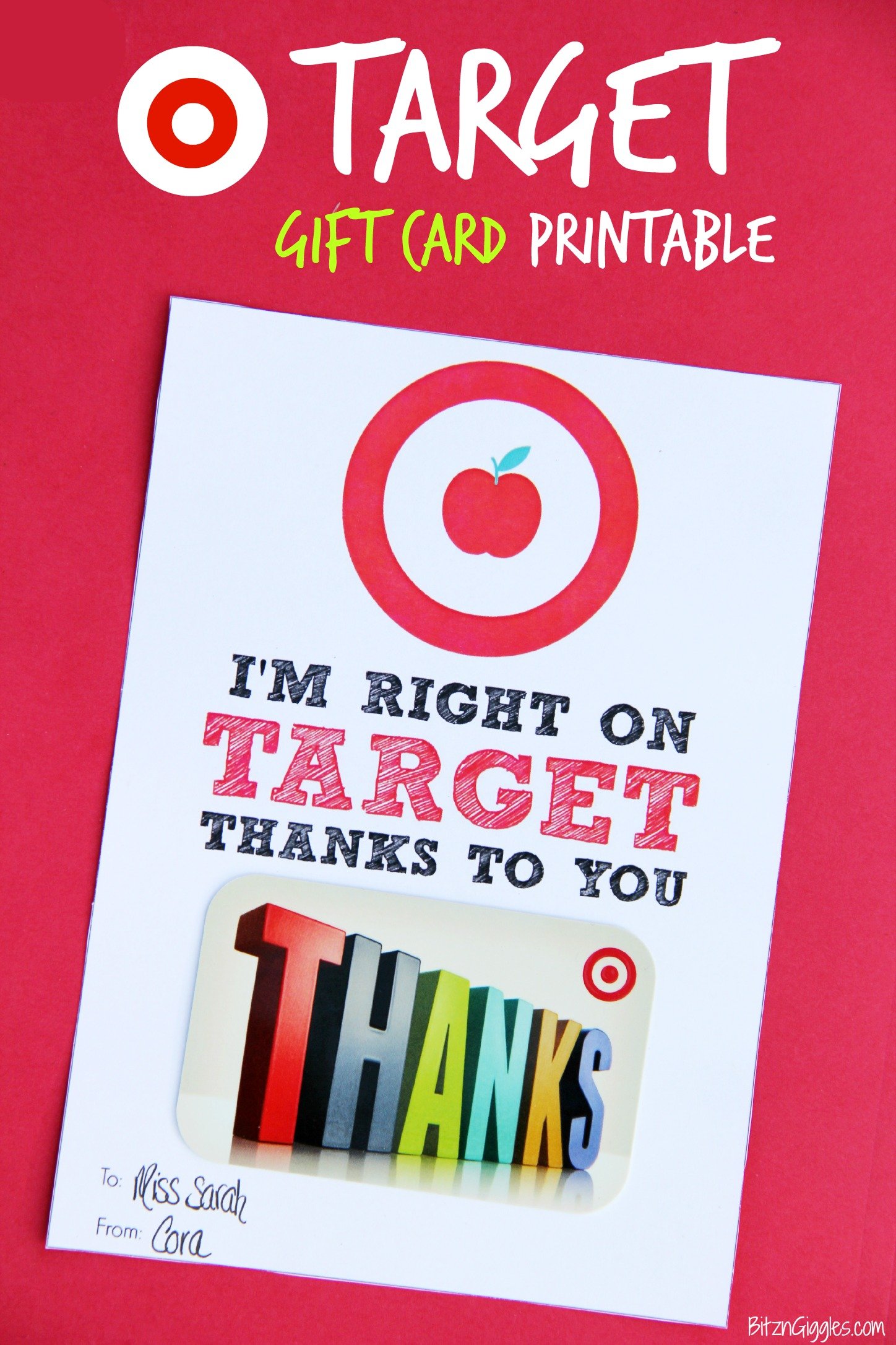 Target Gift Card Printable Teacher Appreciation Bitz & Giggles