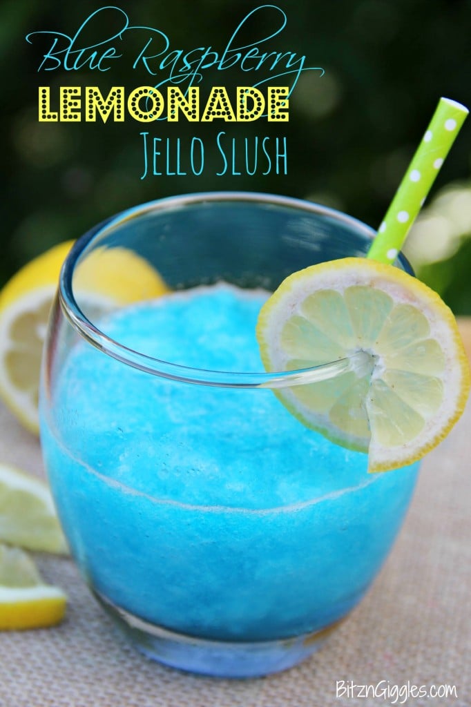 Blue Raspberry Lemonade Jello Slush - a cool and beautiful refreshing drink perfect for summer parties and BBQs!