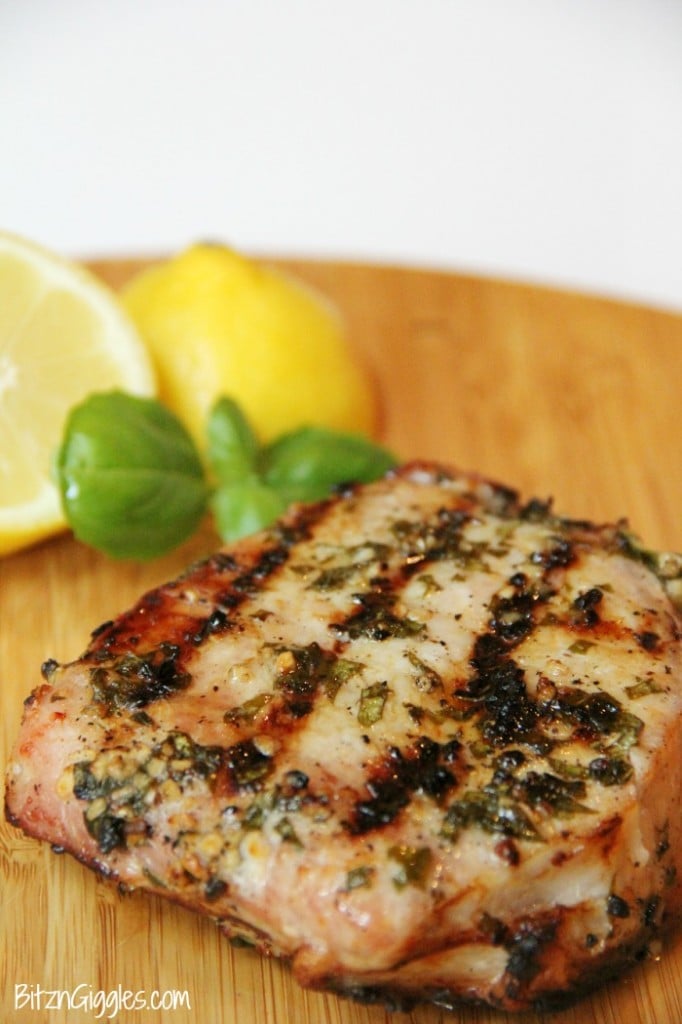 Lemon Basil Grilled Pork Chops - Bitz & Giggles