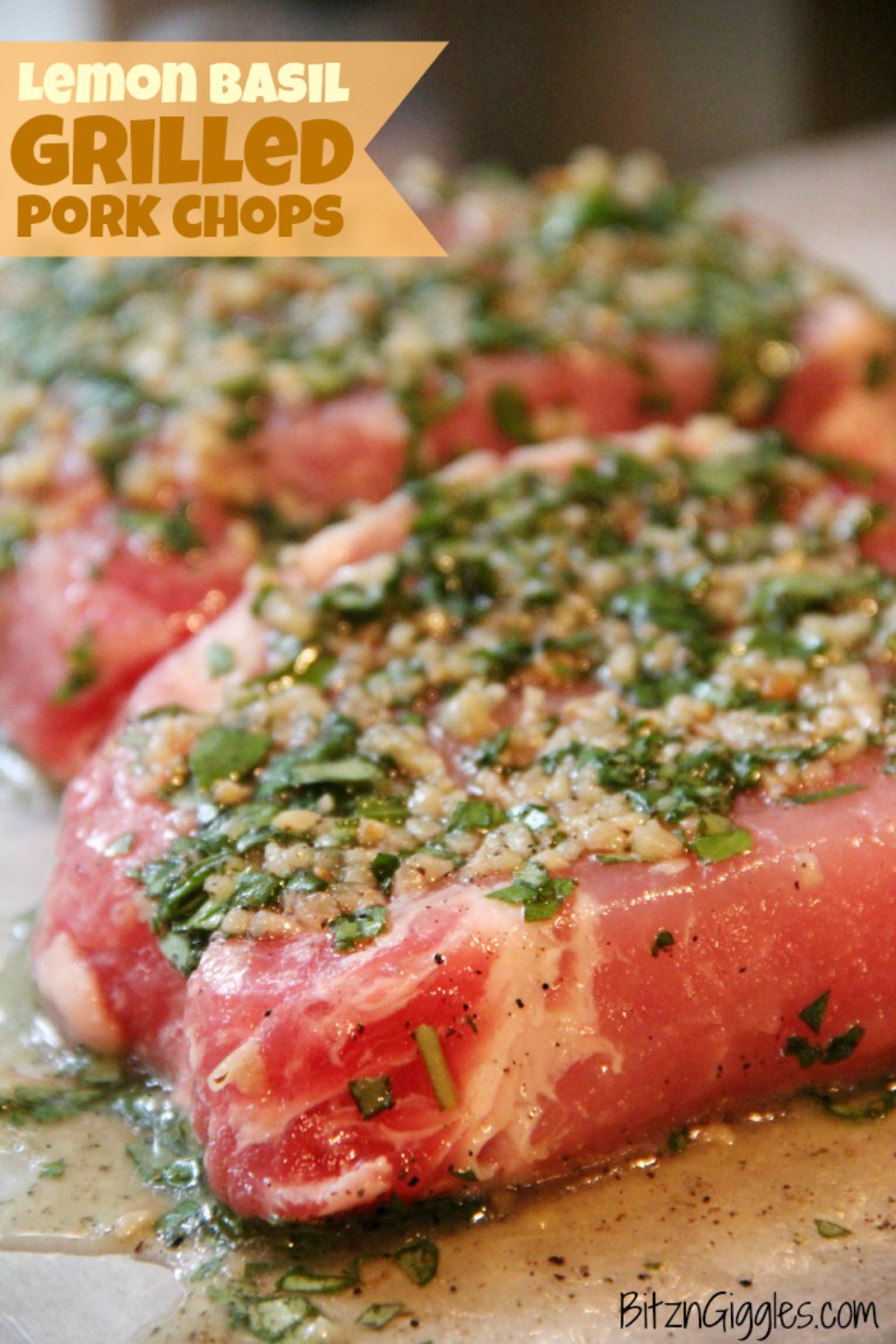 Lemon Basil Grilled Pork Chops – Lemon, garlic and basil-infused pork chops – perfect for summer grilling!