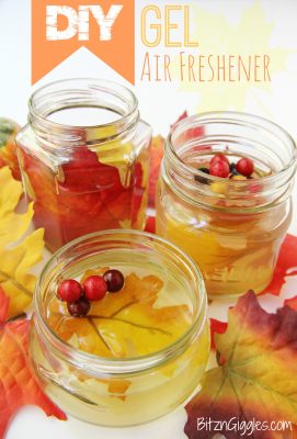 DIY Gel Air Freshener - With only a few ingredients you can make your own gel air fresheners! Decorate with some silk flowers or leaves and they are pretty enough to even give as gifts!
