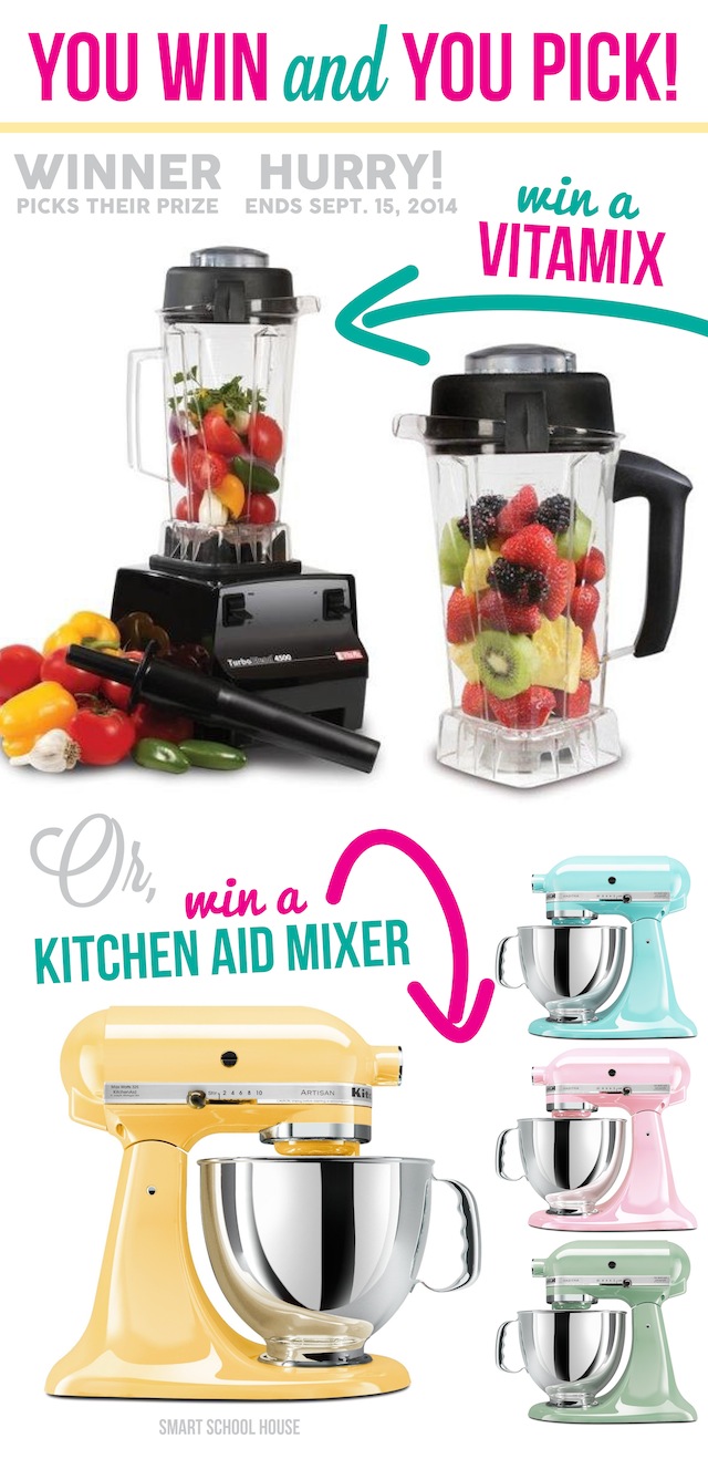 Win a Vitamix or Win a Kitchen Aid Mixer! The winner picks their prize! Which would you choose? Ends Sept. 15, 2014