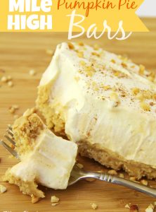 Mile High Pumpkin Pie Bars - Light, fluffy and creamy pumpkin and vanilla topping piled high on top of a golden Oreo crust and sprinkled with cinnamon and nut topping.- Bitz & Giggles