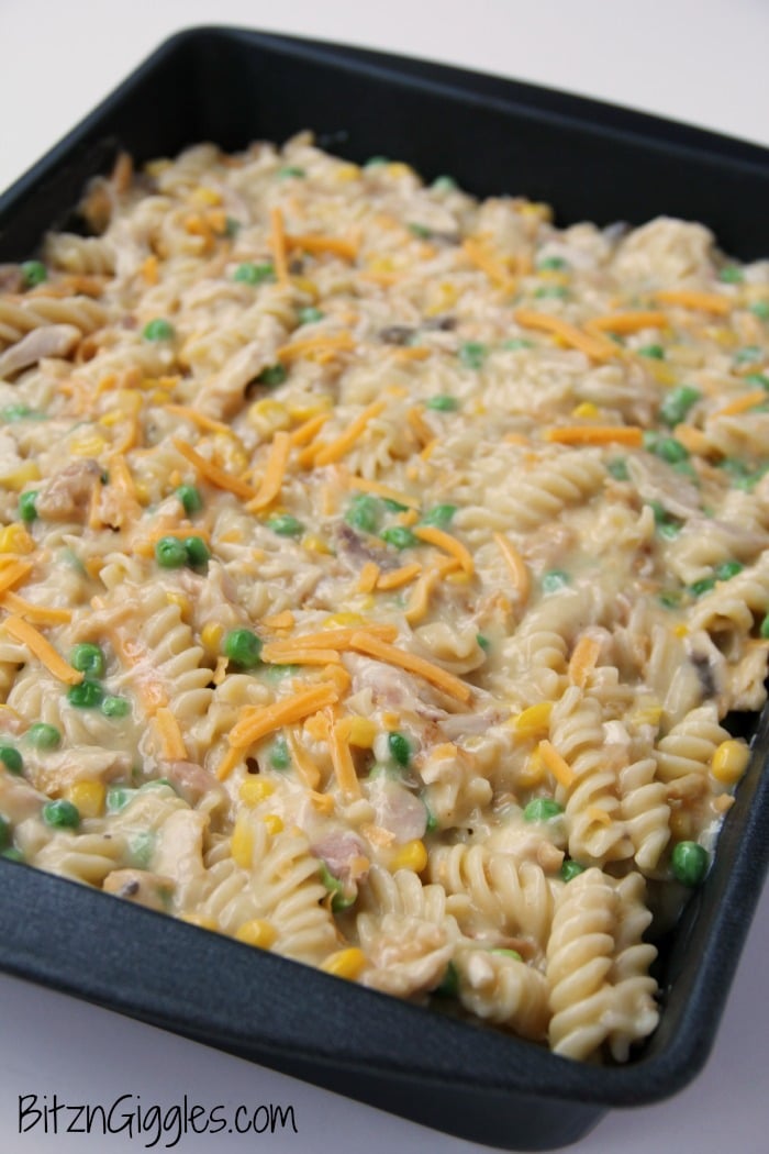 Chicken Crunch Casserole - A creamy, crunchy chicken casserole that goes together in minutes using a store-bought rotisserie chicken!