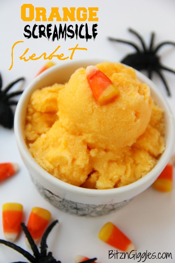 Orange Screamsicle Sherbet - Orange creamsicle flavored sherbet electrified by some tart crushed pineapple and then perfectly sweetened to make a simple and delicious frozen treat that requires only 5 ingredients!