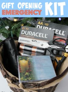 Gift Opening Emergency Kit - Gather these items before opening up your gifts! You're sure to need them!