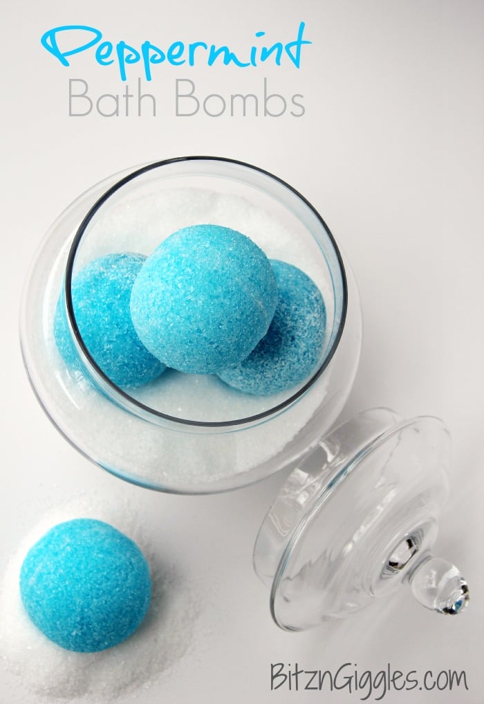 Peppermint Bath Bombs - These “blue snowballs” soothe, invigorate your senses with cool peppermint and transform your bath water color to an ocean blue. 