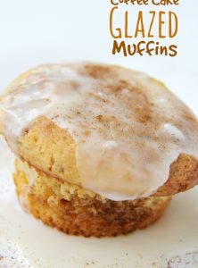 Coffee Cake Glazed Muffins - Cinnamon Sugar Muffins made from cake mix topped with a sweet crackle glaze.