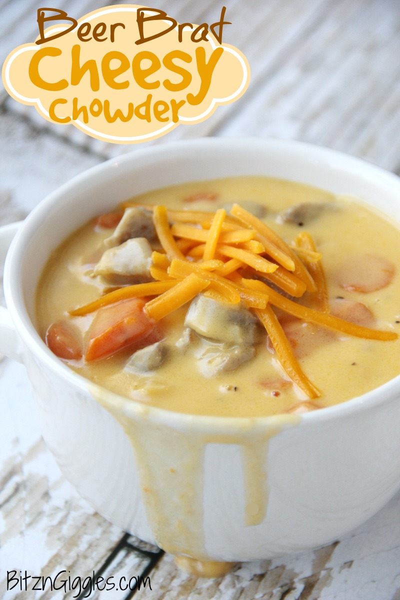 Beer Brat Cheesy Chowder - A flavorful, cheesy and delicious Midwestern-inspired chowder sure to satisfy the heartiest of appetites!
