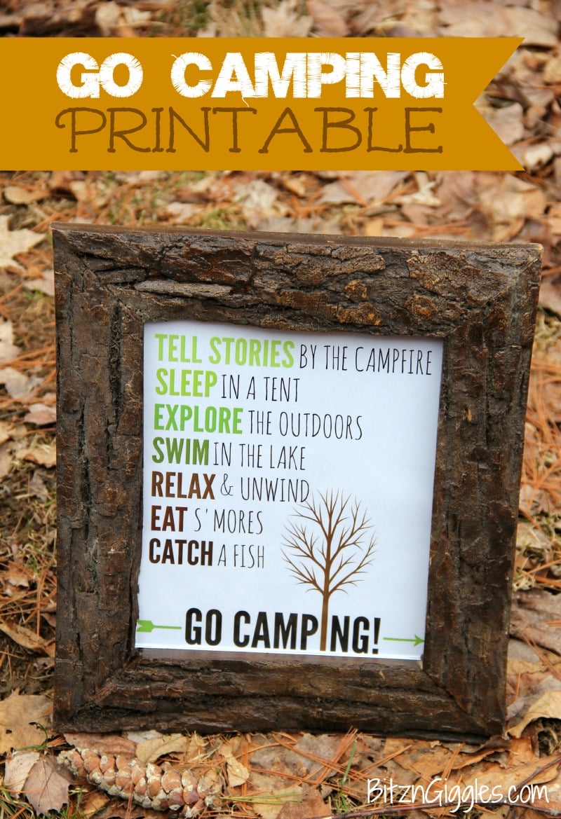 Go Camping Free Printable - A fun printable to hang in your family camper, display at summer camp or just use to decorate the inside of your home or cabin!