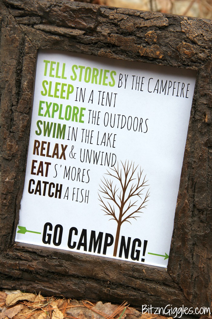 Go Camping Free Printable - A fun printable to hang in your family camper, display at summer camp or just use to decorate the inside of your home or cabin!