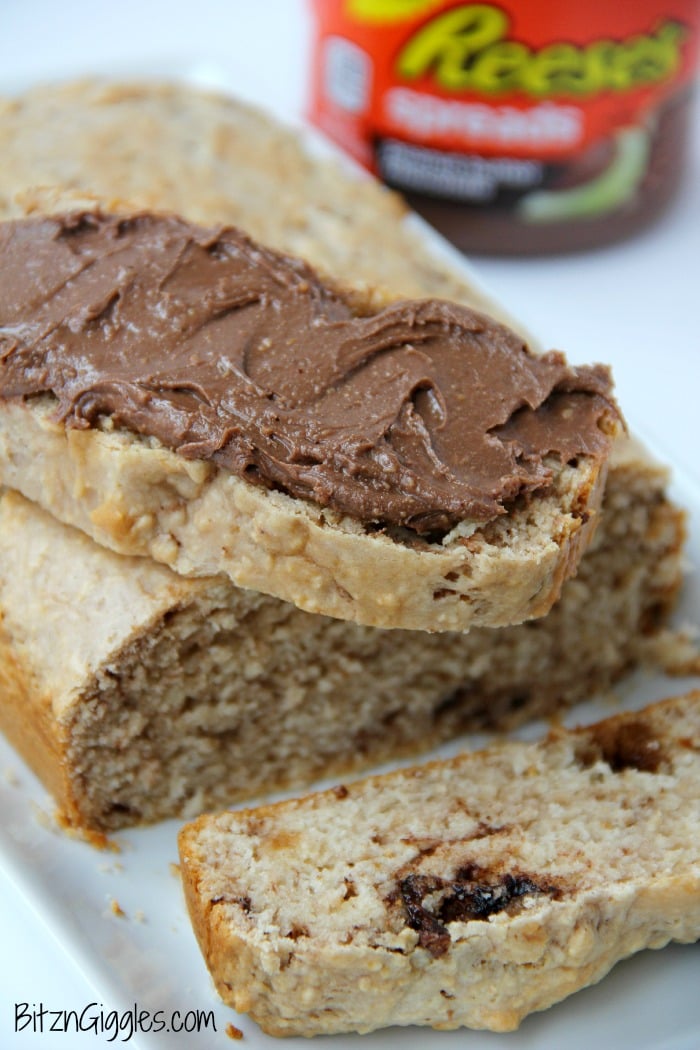 Peanut Butter Panic Ice Cream Bread - A sweet peanut butter dessert bread made with only two ingredients and covered with a chocolate peanut butter spread!