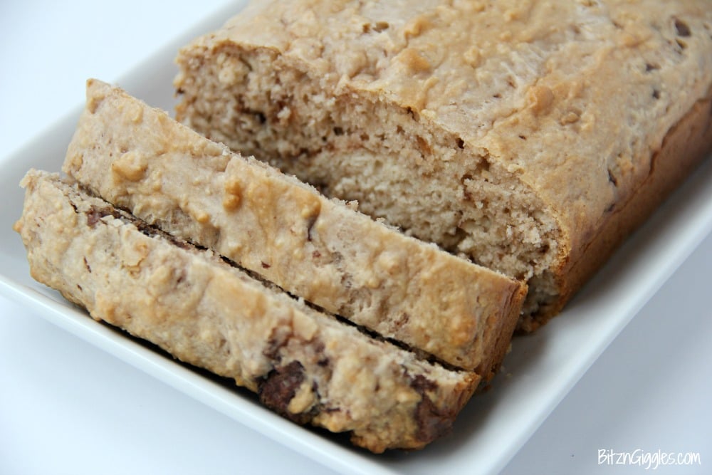 Peanut Butter Panic Ice Cream Bread - A sweet peanut butter dessert bread made with only two ingredients and covered with a chocolate peanut butter spread!