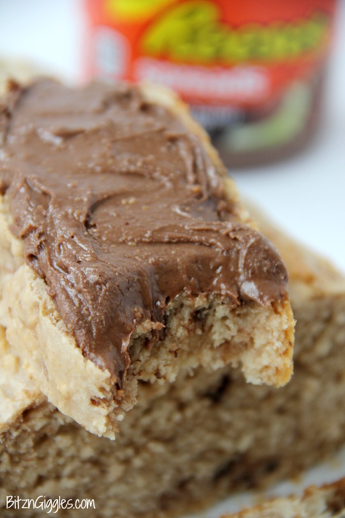 Peanut Butter Panic Ice Cream Bread - A sweet peanut butter dessert bread made with only two ingredients and covered with a chocolate peanut butter spread!