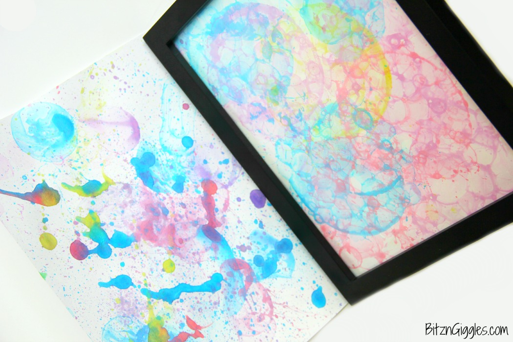 Bubble Painting - You only need two ingredients to make this colorful and gorgeous bubble art that's worthy of a frame!