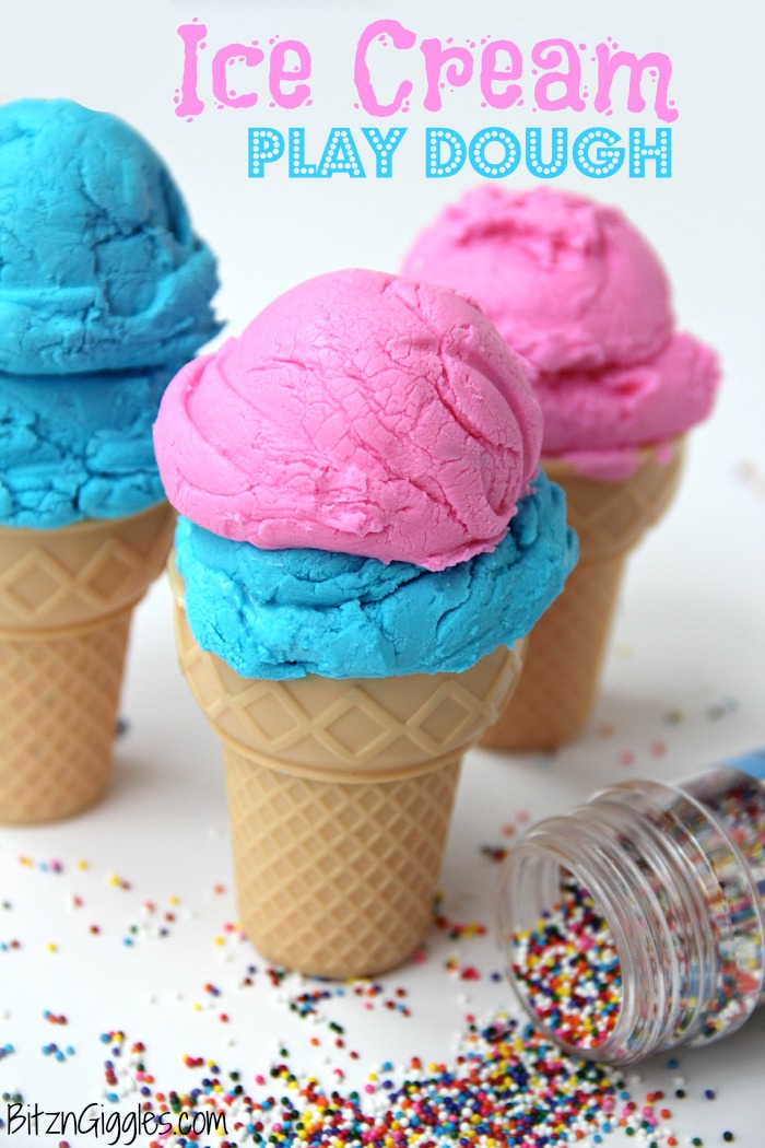 Ice Cream Play Dough - A two-ingredient 100% edible play dough that looks JUST like ice cream!