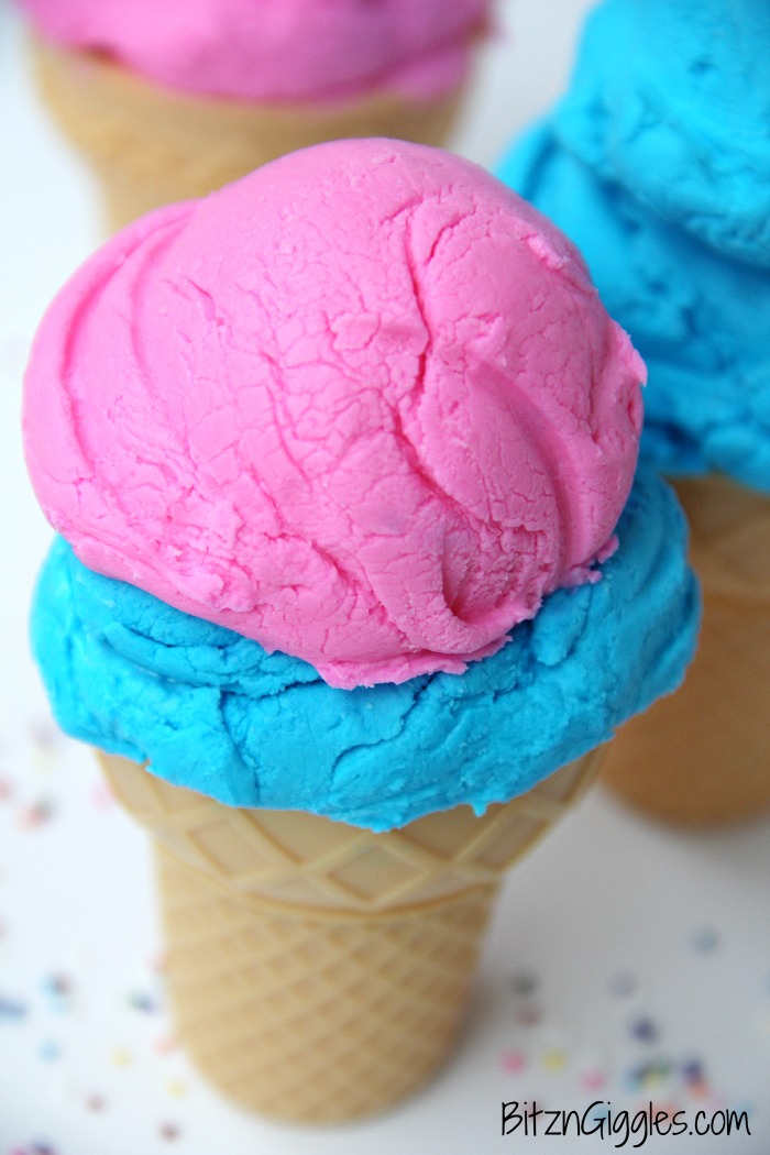 Ice Cream Play Dough - A two-ingredient 100% edible play dough that looks JUST like ice cream!