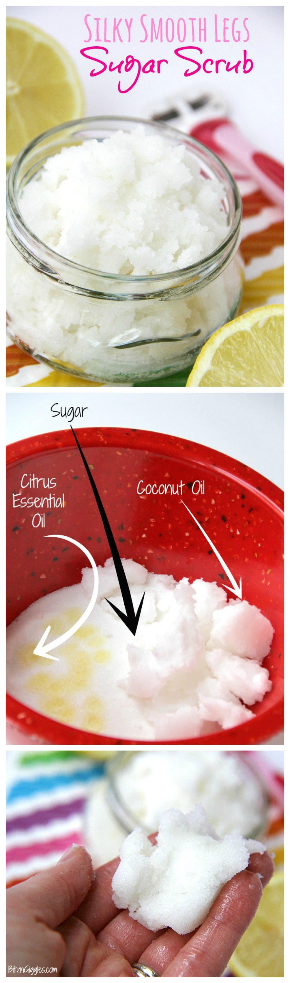 Silky Smooth Legs Sugar Scrub - Apply a small amount of this scrub before shaving for silky, smooth legs year round!