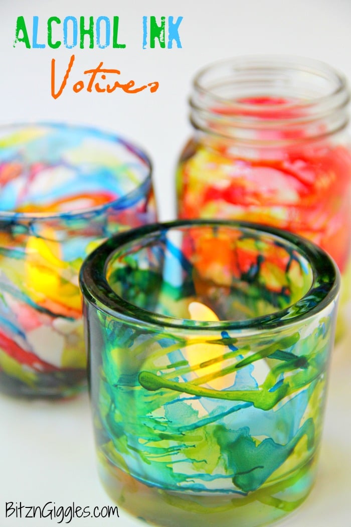 Alcohol Ink Votives - alcohol ink turns these normal glass votive holders into something extraordinary! Anticipate lots of oohs and ahhs!