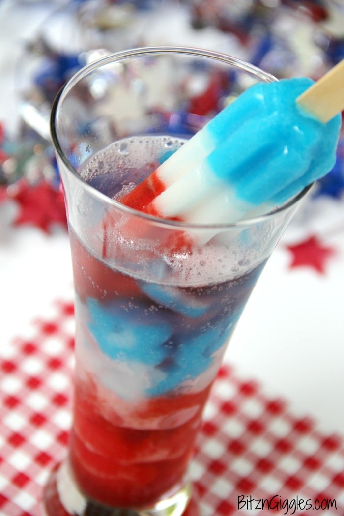 Frozen Bomb Pop Cooler - A two-ingredient, delicious and refreshing drink that pays tribute to the nostalgic Bomb Pop popsicle we've all grown to love!