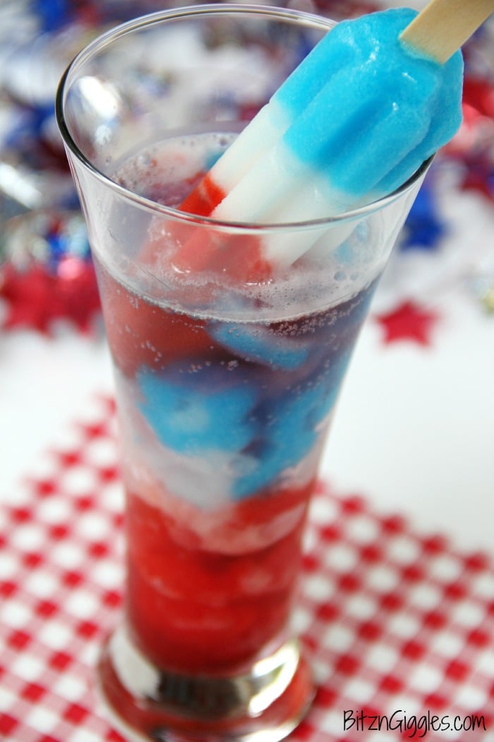 Frozen Bomb Pop Cooler - A two-ingredient, delicious and refreshing drink that pays tribute to the nostalgic Bomb Pop popsicle we've all grown to love!