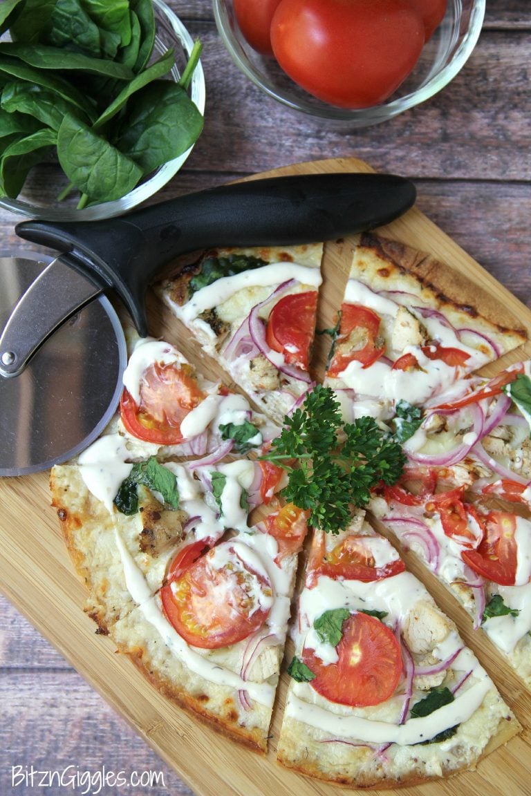 Chicken Garlic Ranch Tortilla Pizza