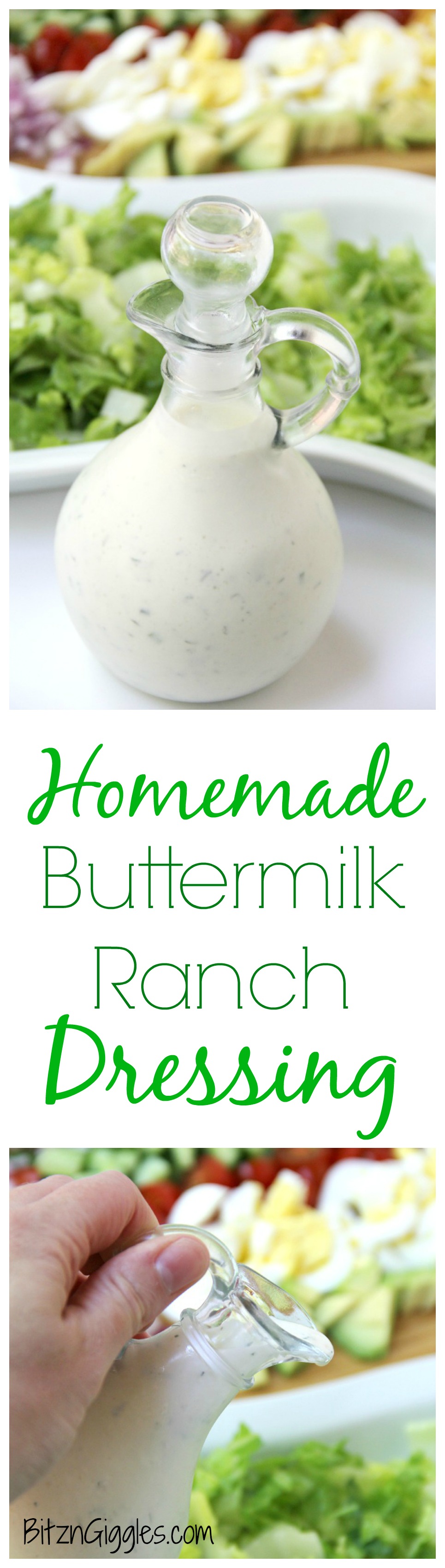 Homemade Buttermilk Ranch Dressing - A wonderful combination of herbs and spices brings this delicious buttermilk ranch dressing to life! Once you try this homemade ranch, you'll never go back to bottled!