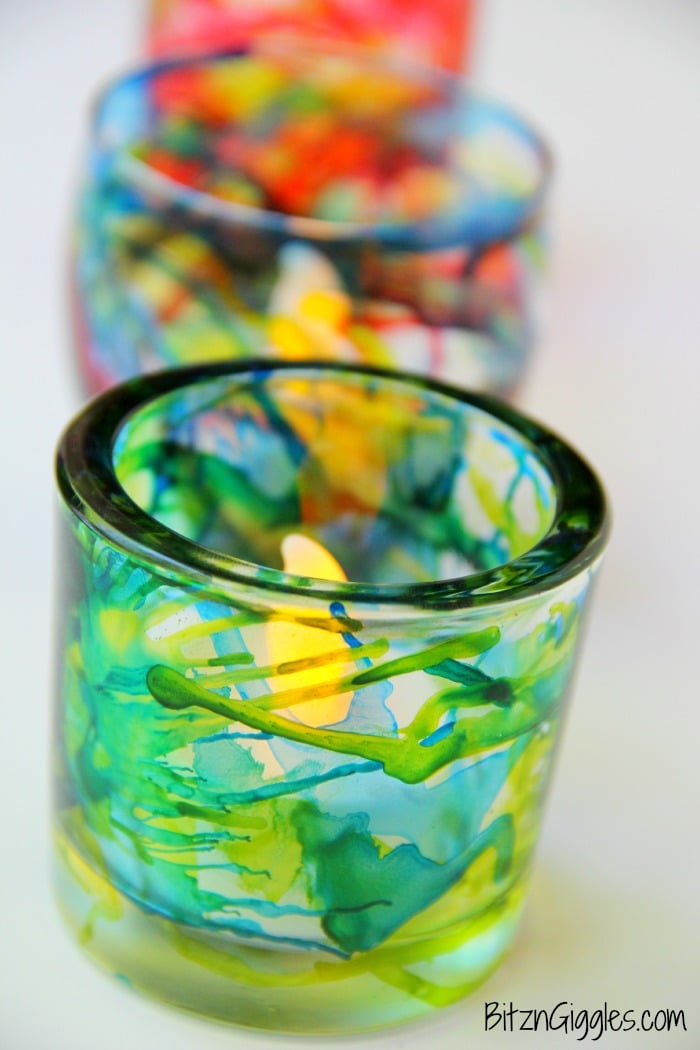 Alcohol Ink Votives - alcohol ink turns these normal glass votive holders into something extraordinary! Anticipate lots of oohs and ahhs!