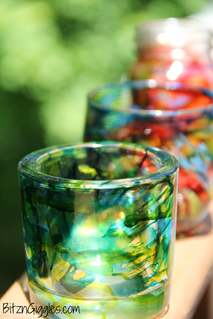 Alcohol Ink Votives - alcohol ink turns these normal glass votive holders into something extraordinary! Anticipate lots of oohs and ahhs!