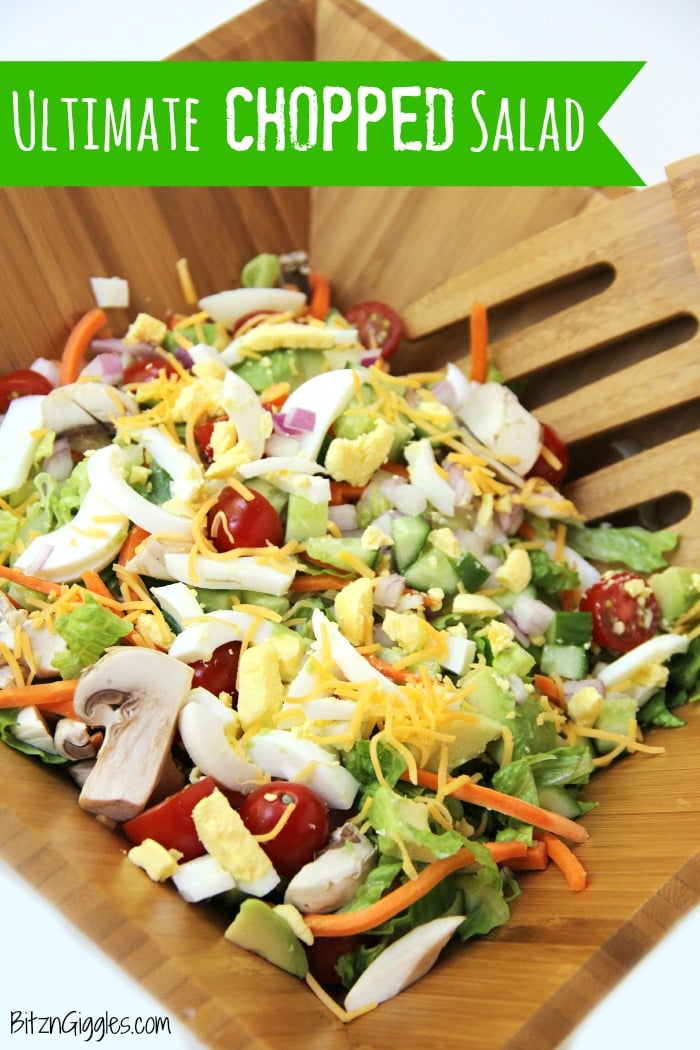 A delicious, crisp chopped salad with loads of fresh veggies, perfect for serving up in the summer after a visit to the farmer's market! 