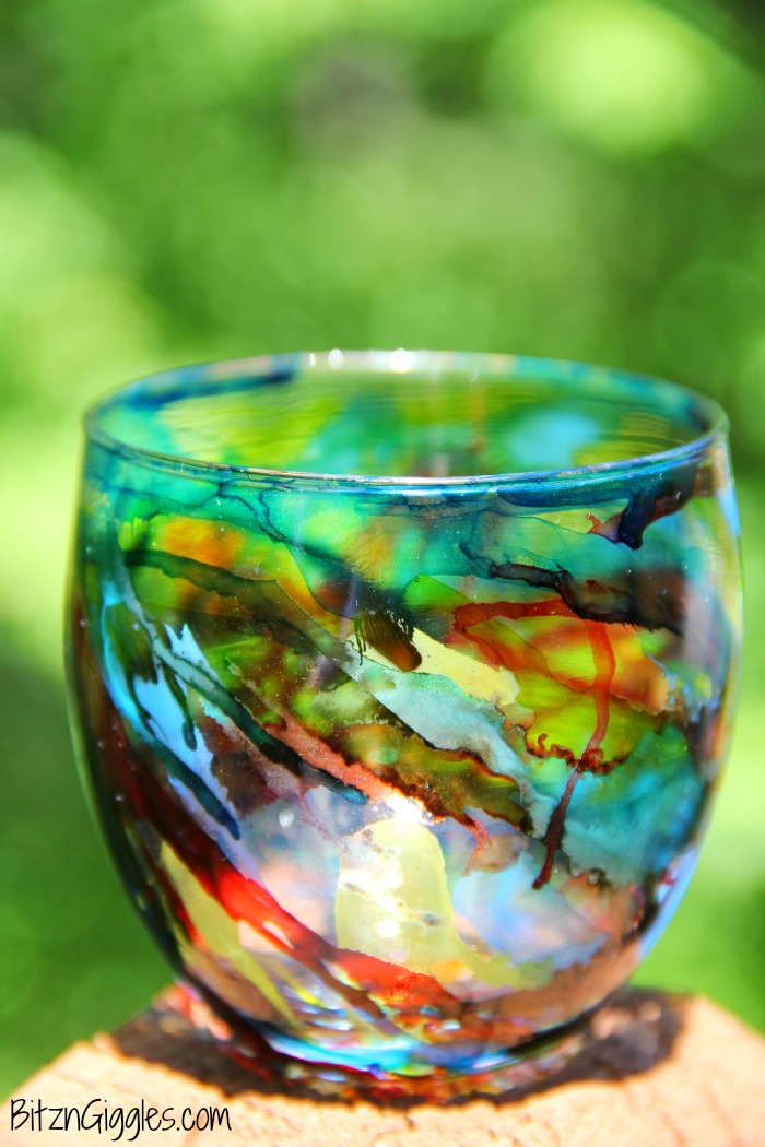 Alcohol Ink Votives - alcohol ink turns these normal glass votive holders into something extraordinary! Anticipate lots of oohs and ahhs!