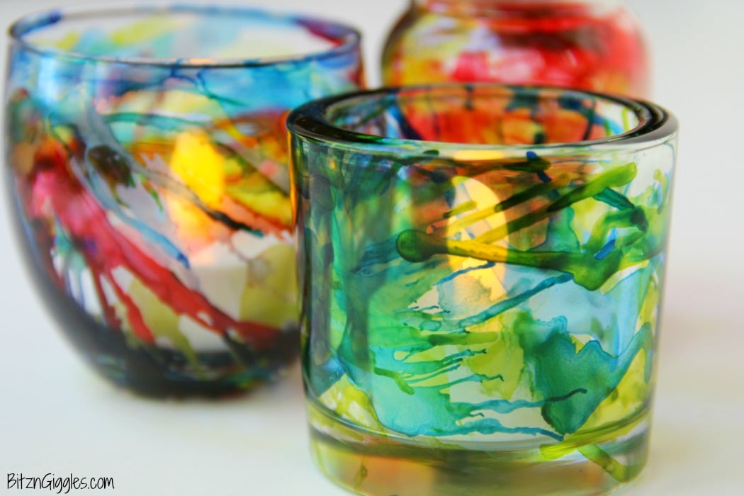 Alcohol Ink Votives - alcohol ink turns these normal glass votive holders into something extraordinary! Anticipate lots of oohs and ahhs!