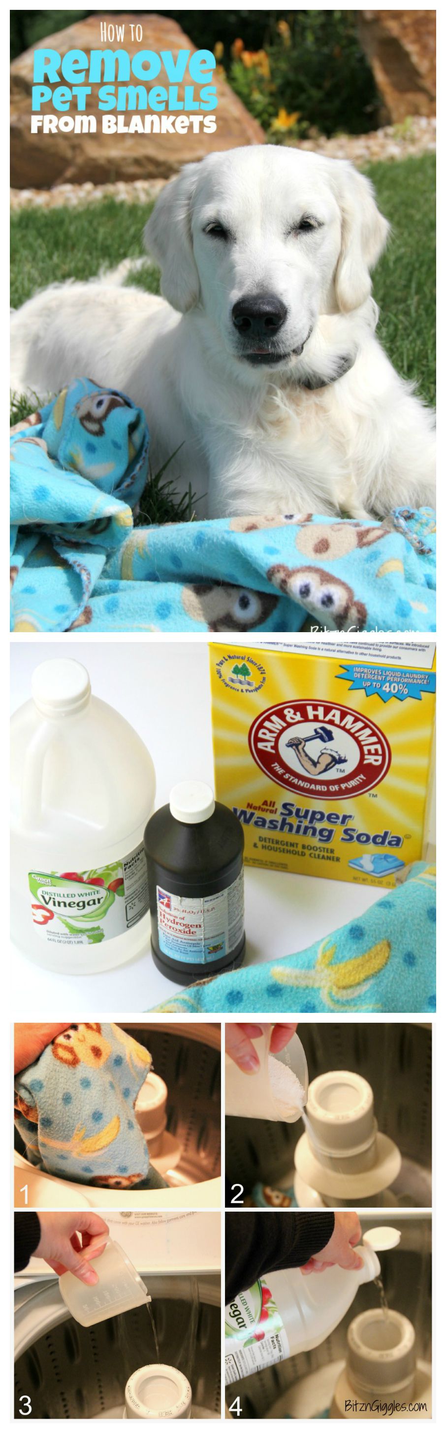 How to Remove Pet Smells From Blankets - Got a stinky blanket that you just can't seem to get the smell out of? This cleaning solution really works!