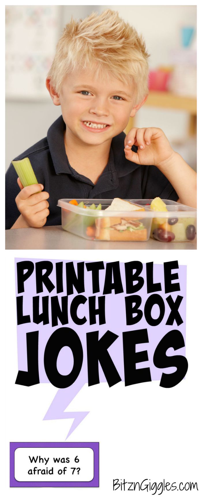 Printable Lunch Box Jokes - 10 printable joke cards perfect for putting a smile on your child's face at school! Let them know you're thinking of them!