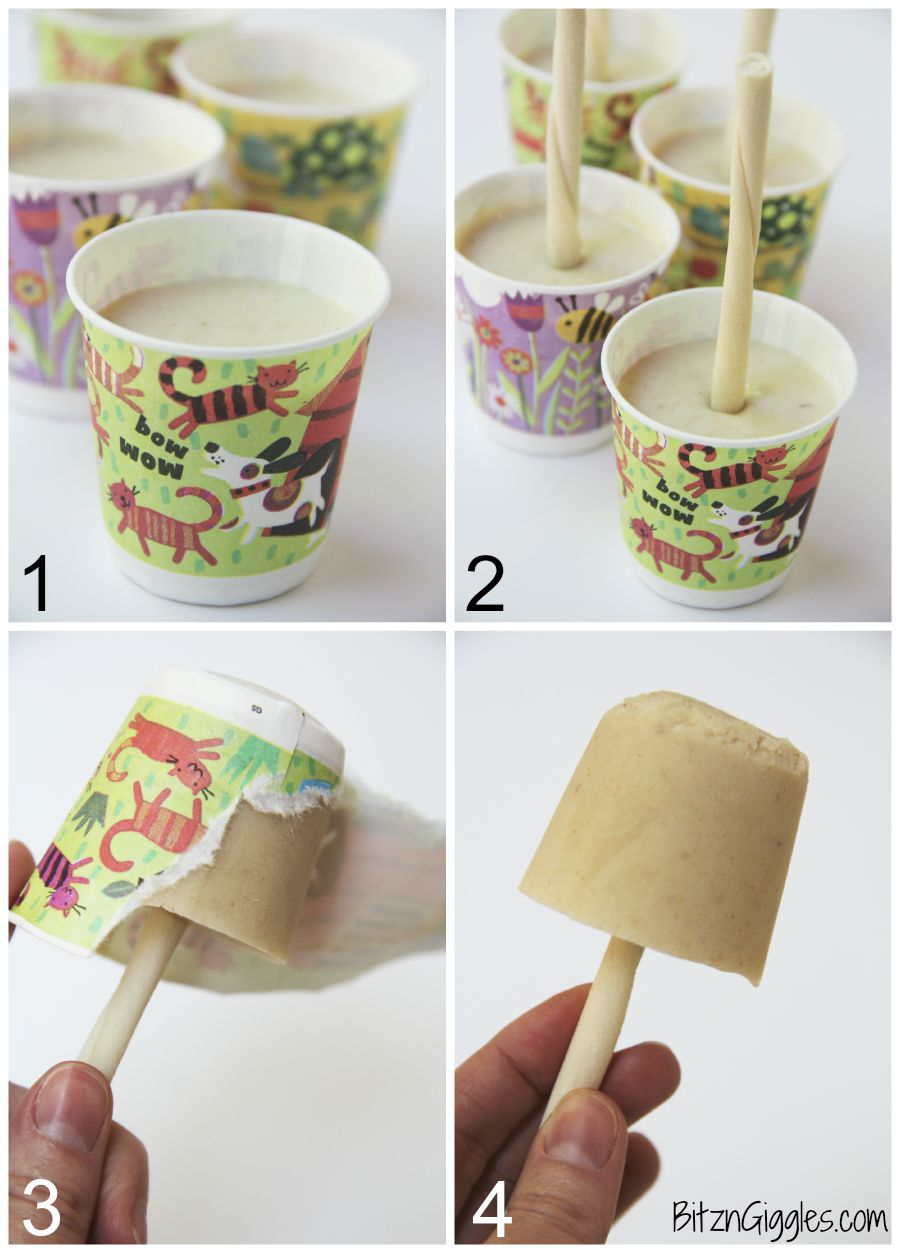 Banana Pup Pops - A creamy, homemade popsicle that your dog will love! Delicious and good for them too!