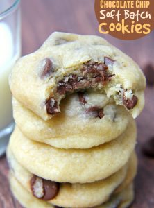 Peanut Butter Chocolate Chip Soft Batch Cookies - THE BEST soft and chewy chocolate chip cookies with a subtle hint of peanut butter deliciousness.