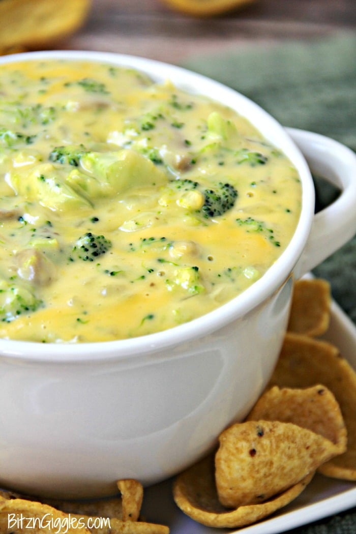 Broccoli Cheese Dip - Warm cheesy broccoli dip bursting with flavor! Perfect for parties!