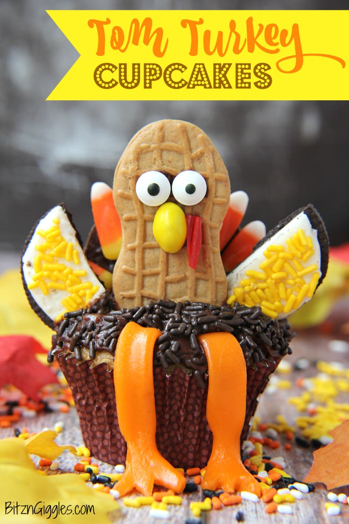 Tom Turkey Cupcakes - The cutest Thanksgiving dessert that will grace the table this year! These cupcakes make great projects for the classroom or at home!