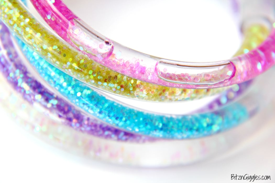 Glitter Friendship Bracelets - A full step-by-step tutorial for making your own colorful, glittery, water-filled bracelets that we all loved from the 80's!