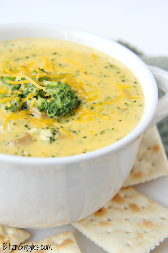 Cheesy Broccoli Soup- This cheesy, comforting and delicious soup goes perfectly alongside sandwiches and salads!