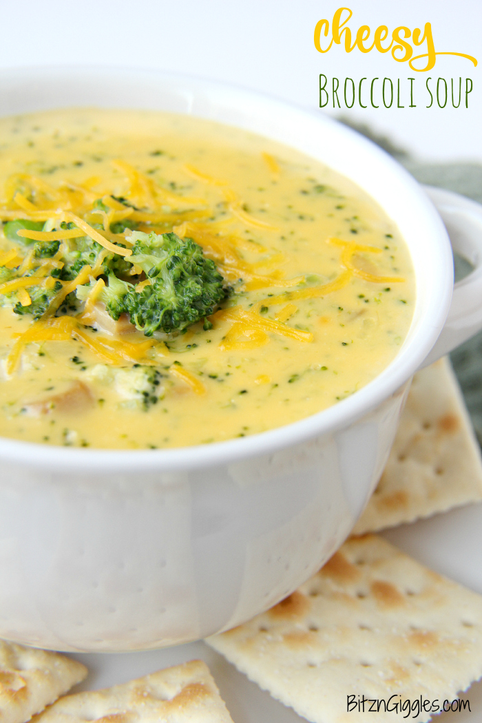 Cheesy Broccoli Soup- This cheesy, comforting and delicious soup goes perfectly alongside sandwiches and salads!