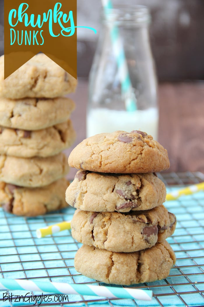 Chunky Dunks - Thick and chewy peanut butter and chocolate cookies perfect for milk dunking!