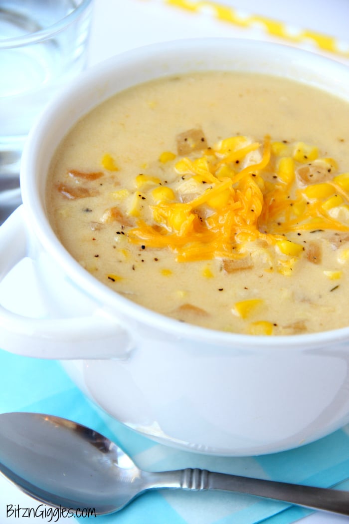 10 Minute Corn Chowder - A delicious, creamy chowder with simple ingredients that comes together in a matter of minutes!